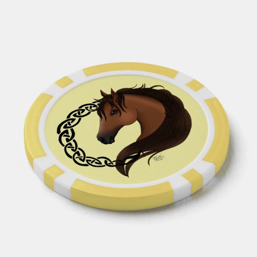 Keltisch bruin paard geel poker chips (Enkel)