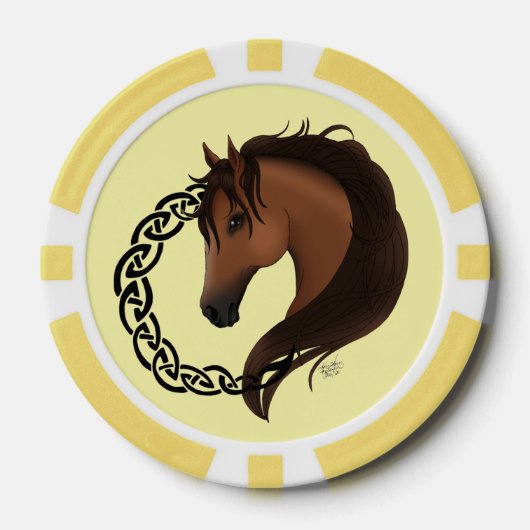 Keltisch bruin paard geel poker chips (Voorkant)