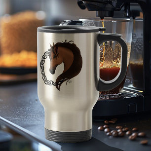 Keltisch bruin paard geel reisbeker