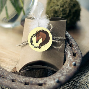 Keltisch bruin paard geel ronde sticker