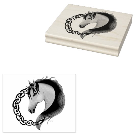 Keltisch bruin paard geel rubberstempel (Gestempeld)