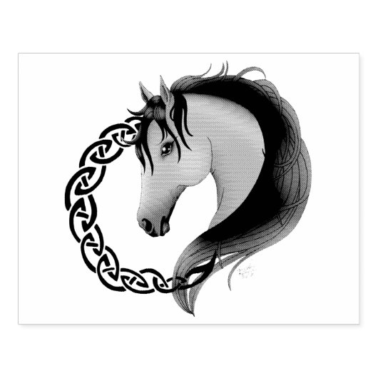 Keltisch bruin paard geel rubberstempel (Afrduk)