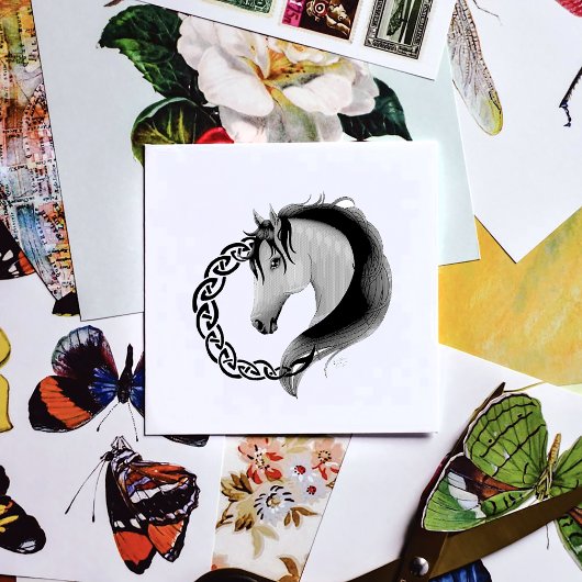 Keltisch bruin paard geel rubberstempel