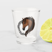 Keltisch bruin paard geel shot glas (Voorkant)