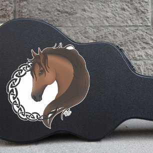 Keltisch bruin paard geel sticker