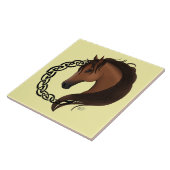 Keltisch bruin paard geel tegeltje (Zijkant)
