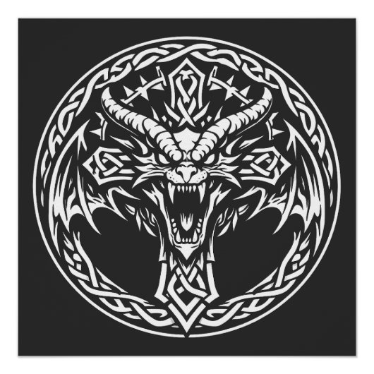 Keltisch drakenembleem van BurnsInHell Perfect Poster (Voorkant)