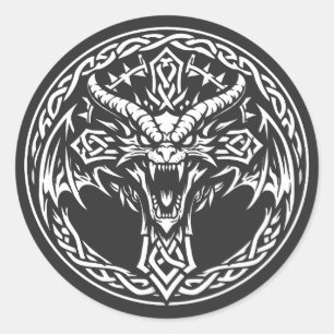 Keltisch drakenembleem van BurnsInHell Ronde Sticker