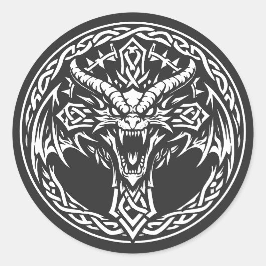 Keltisch drakenembleem van BurnsInHell Ronde Sticker (Voorkant)