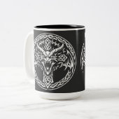 Keltisch drakenembleem van BurnsInHell Tweekleurige Koffiemok (Voorkant links)