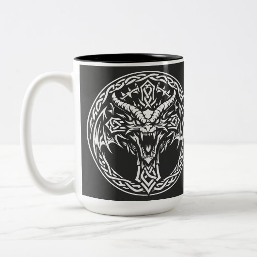 Keltisch drakenembleem van BurnsInHell Tweekleurige Koffiemok (Links)