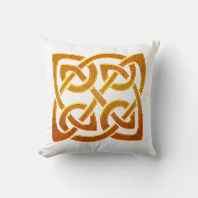 Keltisch Gouden D2 Ierse Keltische Ontwerp Kussen (Voorkant)