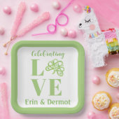 Keltisch groene waterverf klavertje NAME bruiloft Papieren Bordje (Feest)