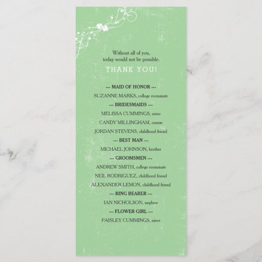 Keltisch Hart Iers Trouwprogramma 3991 Programmakaart (Achterkant)