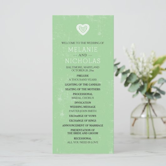 Keltisch Hart Iers Trouwprogramma 3991 Programmakaart (Staand voorkant)