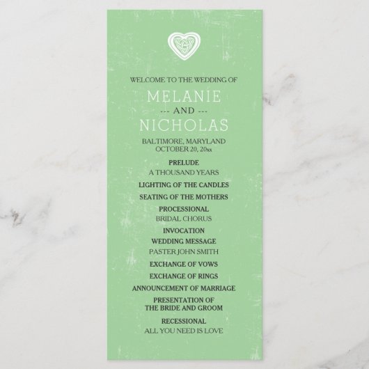 Keltisch Hart Iers Trouwprogramma 3991 Programmakaart (Voorkant)