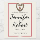 Keltisch Hart met een Red Rose Wine Label Wijn Etiket (Enkel label)