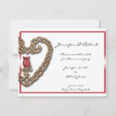 Keltisch hart met een rode roos Save the Date (Voorkant)