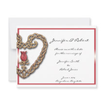 Keltisch hart met een rode roos Save the Date