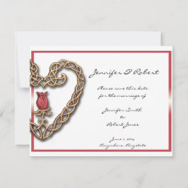 Keltisch hart met een rode roos Save the Date