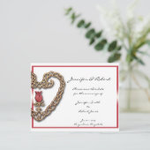 Keltisch hart met een rode roos Save the Date (Staand voorkant)