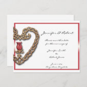 Keltisch hart met een rode roos Save the Date (Voorkant / Achterkant)