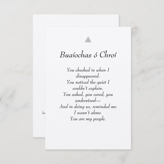 Keltisch/Iers hart voelde dank u Bedankkaart (Voorkant / Achterkant)