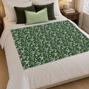Keltisch Klaverpatroon Groen Ierse Harten Fleece Deken