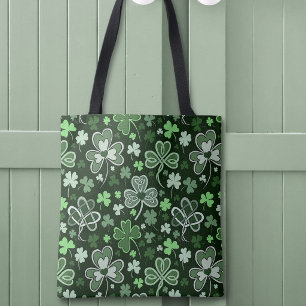 Keltisch Klaverpatroon Groen Ierse Harten Tote Bag