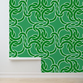 Keltisch knooppatroon Elegant Modern Wit en Groen Behang