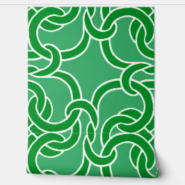 Keltisch knooppatroon Elegant Modern Wit en Groen Behang
