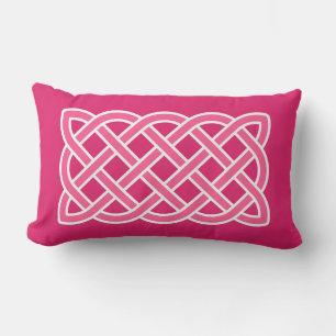 Keltisch knooppatroon, Fuchsia Roze en Wit Kussen