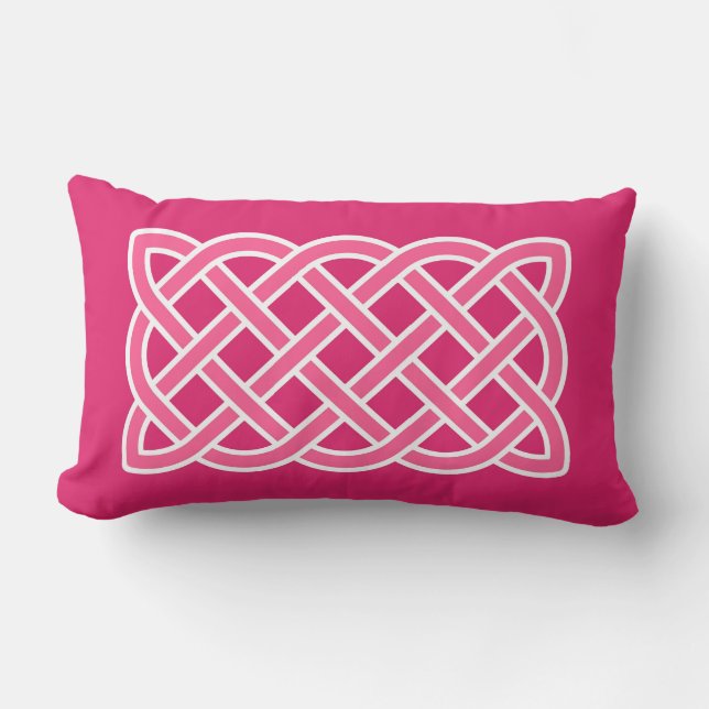 Keltisch knooppatroon, Fuchsia Roze en Wit Kussen (Voorkant)