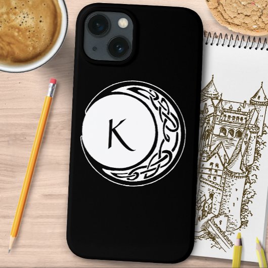 Keltisch Knoopwerk Maan Cirkel Monogram Zwarte Wit Case-Mate iPhone Case