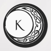 Keltisch Knoopwerk Maan Cirkel Monogram Zwarte Wit Labels (Design 1)