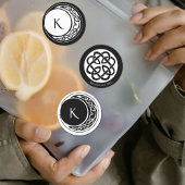 Keltisch Knoopwerk Maan Cirkel Monogram Zwarte Wit Labels