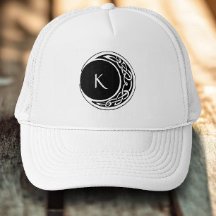 Keltisch Knoopwerk Maan Cirkel Monogram Zwarte Wit Trucker Pet