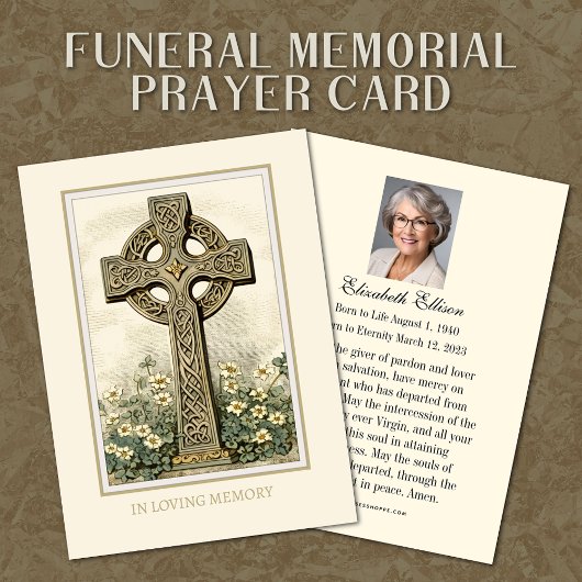 Keltisch kruis Bloemen Begrafenis Gebed Informatiekaartje