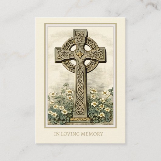 Keltisch kruis Bloemen Begrafenis Gebed Informatiekaartje (Voorkant)