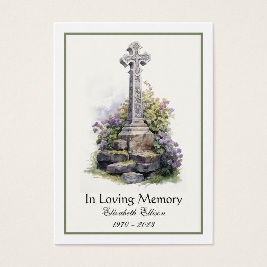 Keltisch kruis Bloemen Iers begrafenisgebed Visitekaartje (Voorkant)