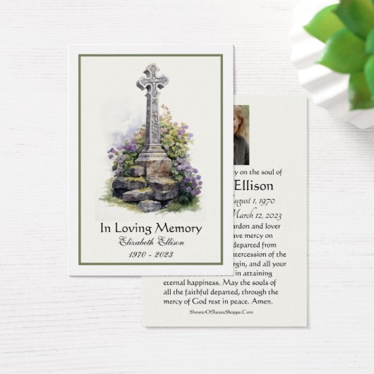 Keltisch kruis Bloemen Iers begrafenisgebed Visitekaartje (Bureau)