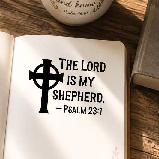 Keltisch kruis De Heer is mijn Herder Psalm 23:1 Rubberstempel