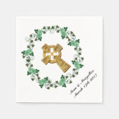 Keltisch kruis en Ierse shamrocks cocktailservette Servet (Voorkant)