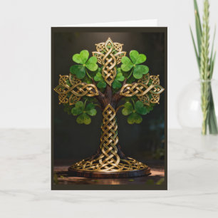 Keltisch kruis en klavertjes St. Patrick's Day Feestdagen Kaart