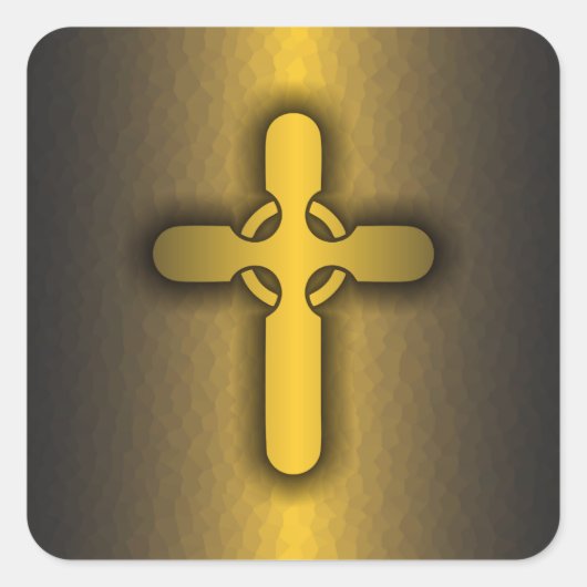 Keltisch kruis (goud) vierkante sticker (Voorkant)