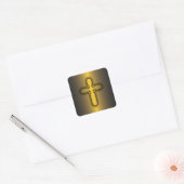 Keltisch kruis (goud) vierkante sticker (Envelop)