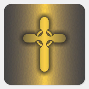 Keltisch kruis (goud) vierkante sticker