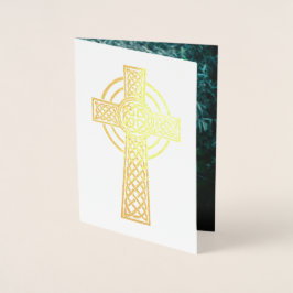 Keltisch Kruis Ierse Katholieke Trouwaankondiging Folie Kaarten