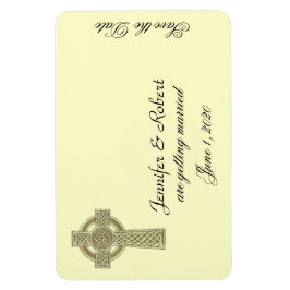 Keltisch kruis in goud en ivoor Save the Date Magneet