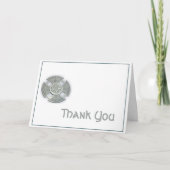 Keltisch kruis in zilver en wit Dank je wel Bedankkaart (Voorkant)